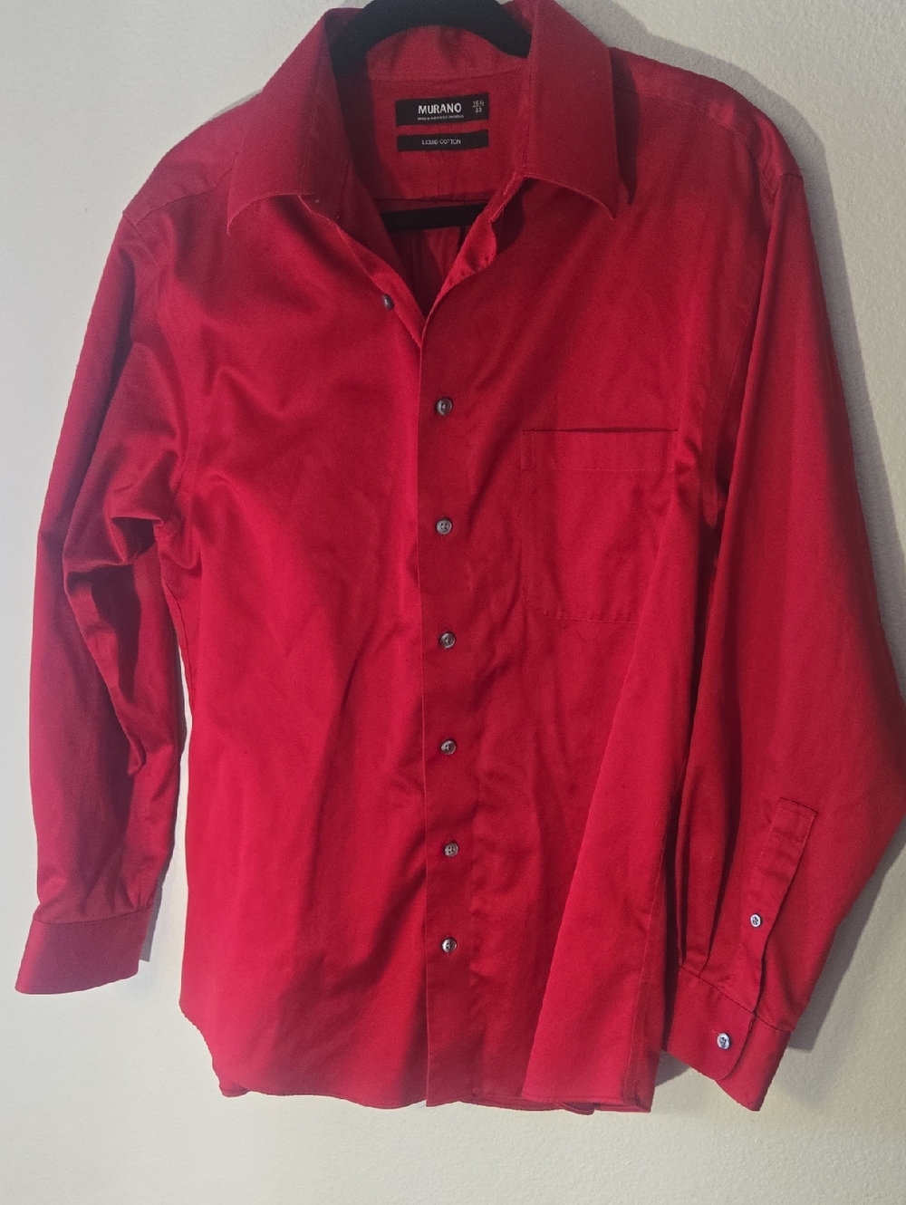 Murano Men's Vibrant Red Long-Sleeve Dress Shirt 16.5 X 33
